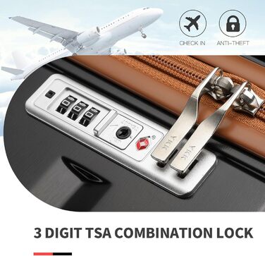 Набір валіз KONO 2 в 1: велика валіза (54 см) та косметичка (білий/чорний/коричневий)