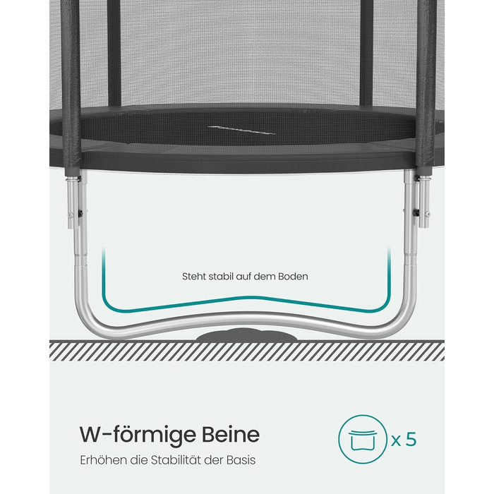 Батут SONGMICS вуличний Ø427 см з захисною сіткою, драбиною та м'якими стійками, чорний