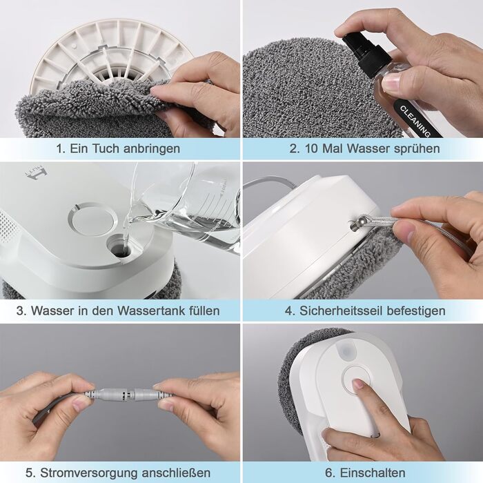 Робот для миття вікон Hutt DDC56 з подвійним променем та ультразвуковою функцією розпилення, електричний мийник вікон з дистанційним керуванням та подвійним резервуаром для води, розпізнавання країв вікон