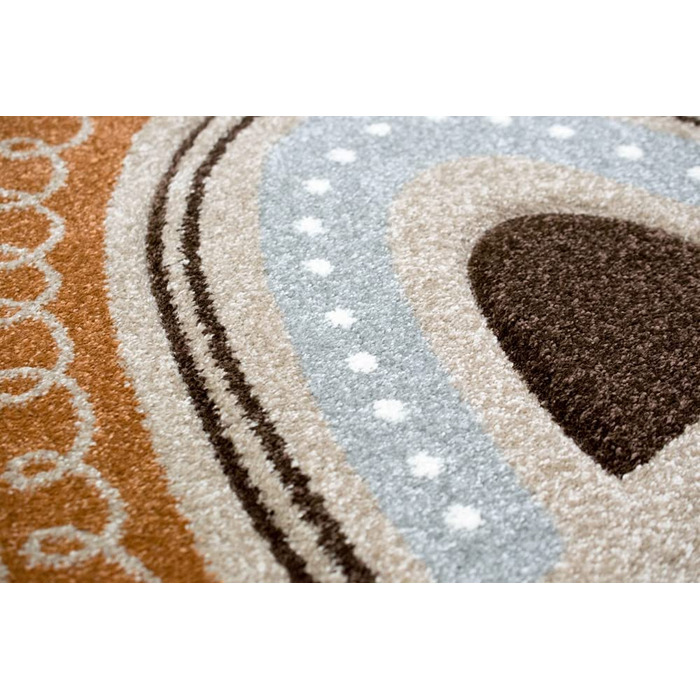 Дитячий килимок для дитячої кімнати, ігровий килимок в горошок у формі серця, Райдужний дизайн, розмір (120x170 см, кремово-бежевий)
