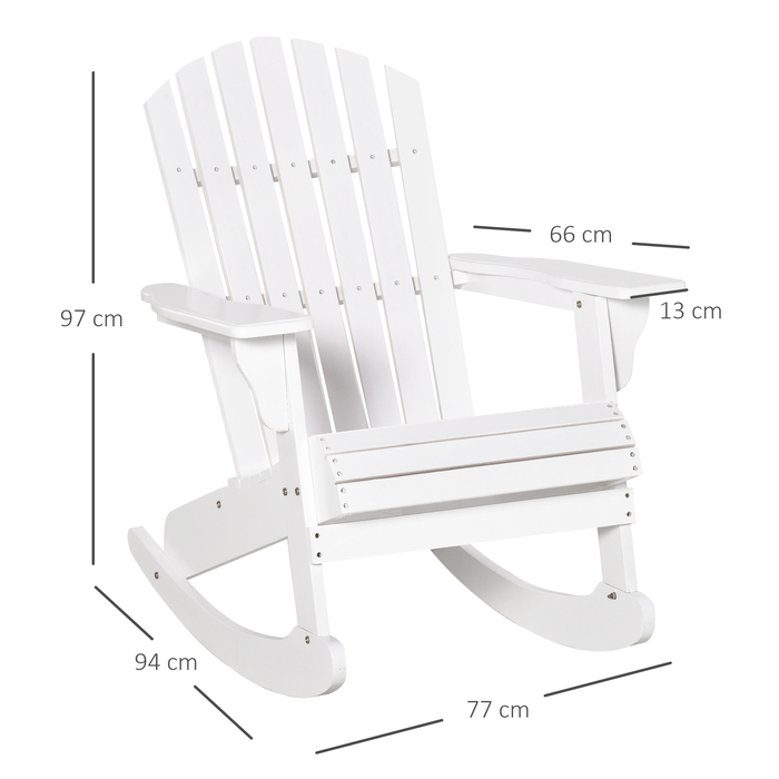 Садове крісло Outsunny Adirondack Крісло-гойдалка Крісло-гойдалка 77 x 94 x 97 см, білий, стійкий до погодних умов, ідеально підходить для саду та балконних меблів