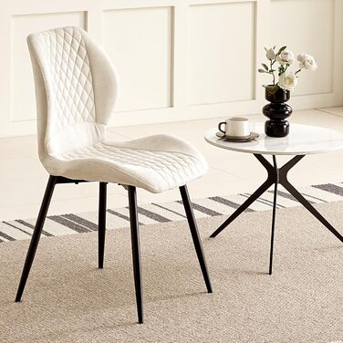 Набір обідніх стільців 6 шт., обідні стільці для кухні, вітальні, спальні, ресепшен, ергономічні, з м'яким сидінням, бежеві