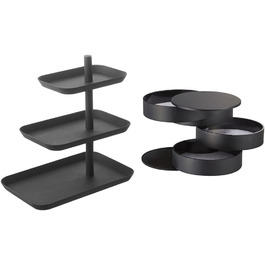 3-ярусна підставка для торта сталевий мінімалістичний дизайн (чорний набір скриньок для ювелірних виробів) 4281 ВЕЖА