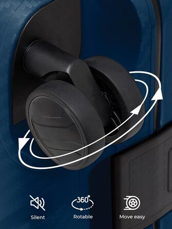 Набір валіз REDOLZ Hartschalen 3-ті, без замка-блискавки, з 3-точковим закриттям, з поліпропілену, 4 подвійні колеса, TSA-замок, для жінок та чоловіків (Essentials 15), Navy Blue, L (75 см)