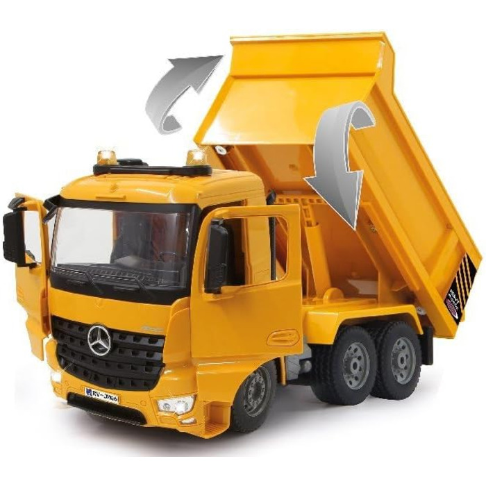 Екскаватор-самоскид JAMARA Mercedes-Benz Arocs 2.4 GHz з дистанційним керуванням, звук двигуна, світлодіоди, повний привід