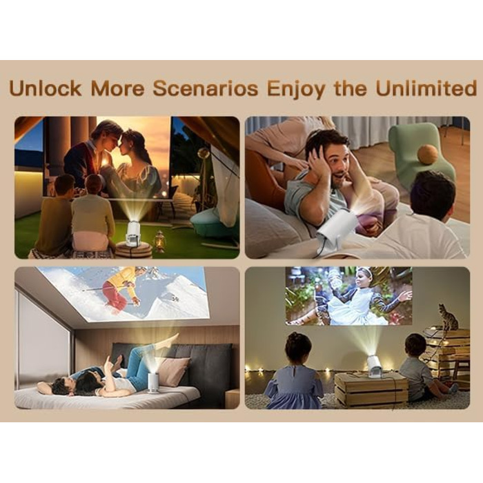 Портативний проєктор LYNCAST HY300 Pro з Wi-Fi, Bluetooth та Android 11. Підтримка 1080P/4K, поворотний на 180°, для домашнього кінотеатру та використання на відкритому повітрі