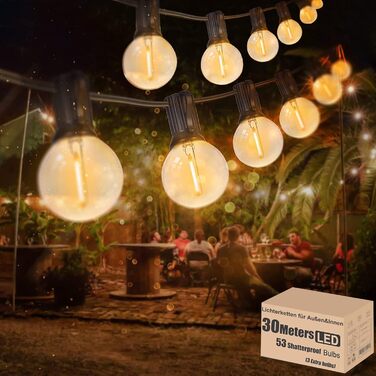 Ланцюжок прикрас для дому та саду 30м LED ST45, теплі світлодіоди 2700K, E27, IP65, вологостійкий, для вечірок та святкування