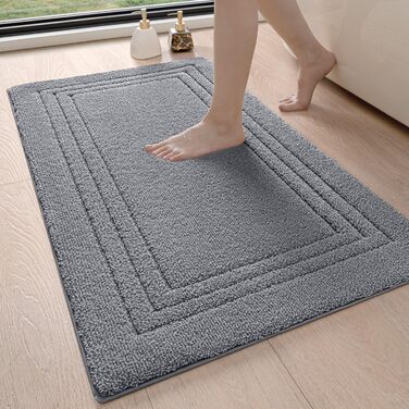 Килимок для ванної кімнати DEXI 60 x 110 см, м'який, нековзний, миючий, сірий