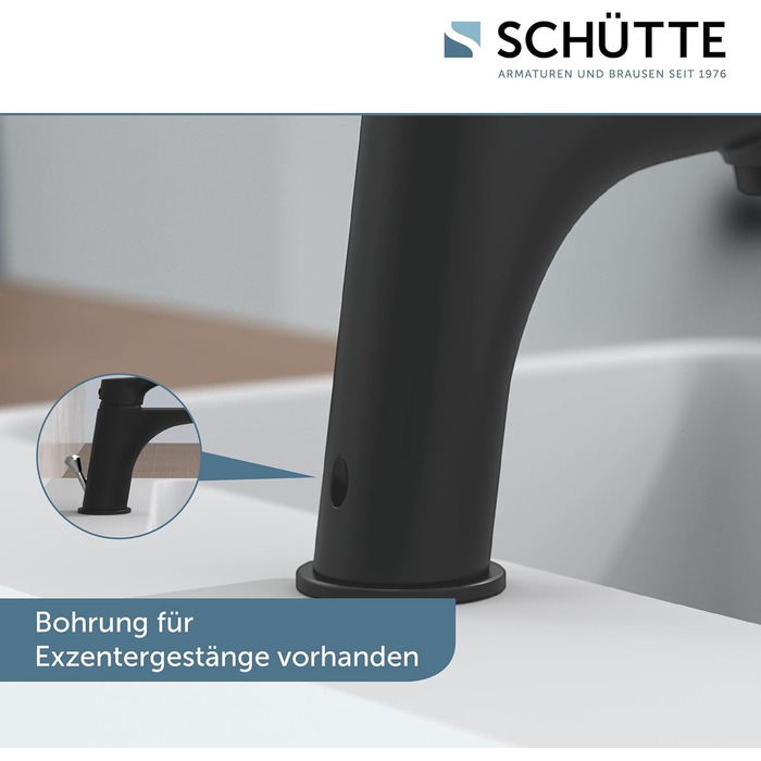 Змішувач для ванної кімнати Schütte Boston, однозахватний, чорний, з набором для зливу | Waschbeckenarmatur