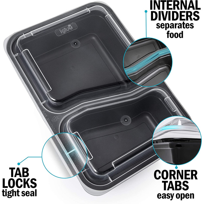 Упаковок 2 контейнери для приготування їжі з коробки для їжі голку, коробки для сніданку, придатної для використання в мікрохвильовій печі, посудомийній машині і багаторазової - герметична кришка, не містить бісфенолу А (30 упаковок), 10