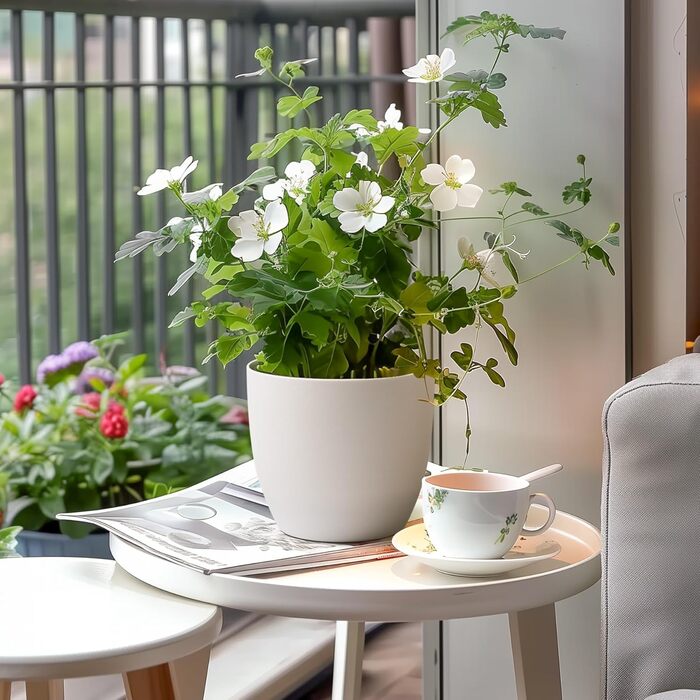 Набір горщиків для квітів T4U 15см з автополивом та індикатором рівня води, 4 шт. (білий, 22*21см)