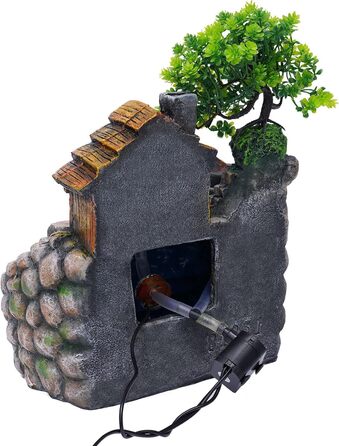 Настільний фонтанчик для дому та офісу з LED-підсвічуванням та розпилювачем, декоративний каскадний фонтан з кришталевою кулею