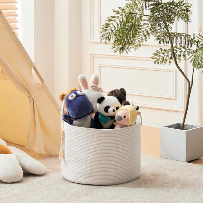 Плетіний кошик для білизни Youdenova 65L - великий кошик для зберігання, плетений кошик для ковдр, іграшок, дитячої кімнати, вітальні