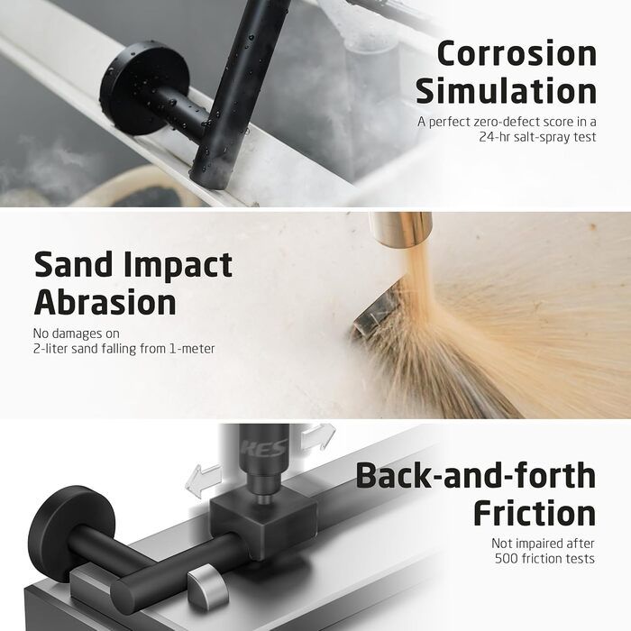 Тримач для рушників KES, стійка для рушників, багетна стійка, багетний тримач, нержавіюча сталь SUS304, настінний, 70 см, чорний