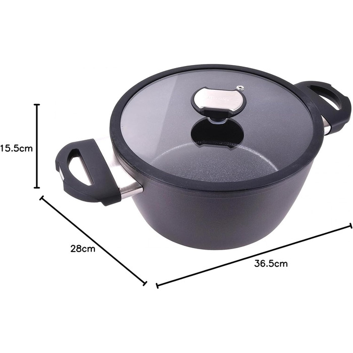 Каструля Berndes Balance Induction Enduro з індукційним дном, 24 см, чорна, з ефектом кованого заліза, для всіх типів плит