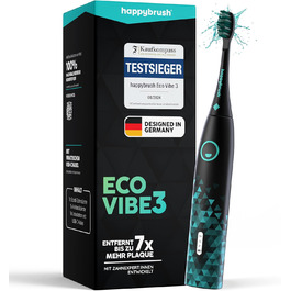 Електрична зубна щітка HappyBrush Eco Vibe 3+ – Чорний/М'ятний – 2 роки гарантії