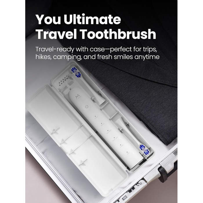 Електрична зубна щітка для дорослих B10PRO - акумулятор до 180 днів, 5 режимів, 48000 вібрацій/хв, IPX8, таймер, 4 насадки (рожева)