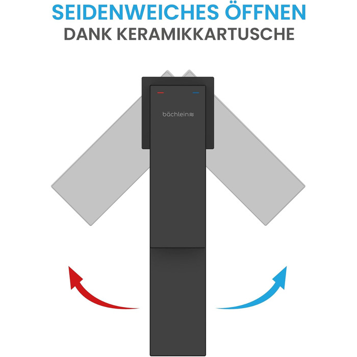 Змішувач для ванної кімнати Bächlein Imatra чорного матового кольору, однорідний важіль, сучасний дизайн