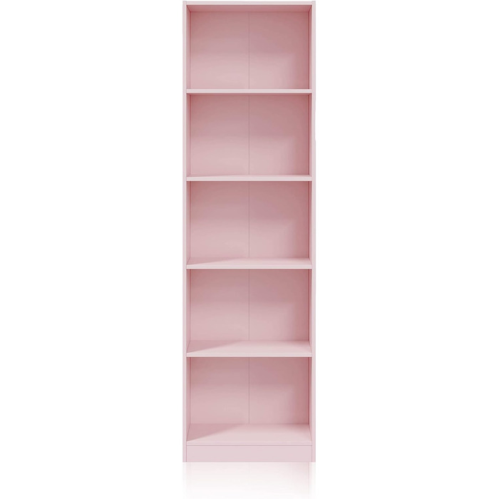Лінійна етажерка з п'ятьма полицями, рожевого кольору, розміри 52 х 180 х 25 см