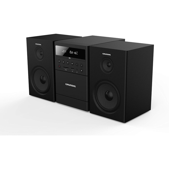 Мікросистема Grundig CMS 1050 DAB BT, CD/MP3, USB, FM, касета, 20 Вт, чорний/сріблястий