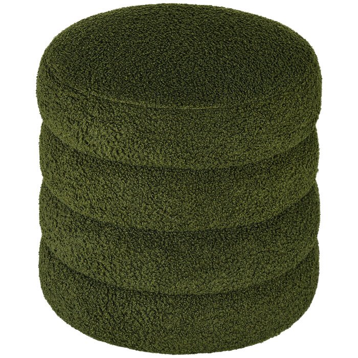 Пуф HOMCOM, круглий, з м'якою оббивкою Teddy Fleece, до 120 кг, діаметр 40x45 см, зелений