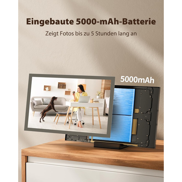 Цифровий фоторамка 10.1 дюйма Wi-Fi з 64GB пам'яті, IPS сенсорний дисплей 1280*800, для перегляду фото та відео через додаток Frameo, чорний