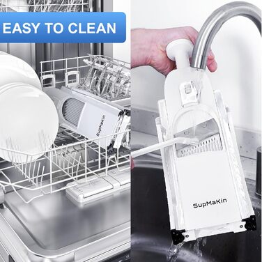 Насадка для овочениці SupMaKin, набір для нарізки овочів, фруктів, картоплі, регулювання товщини 0,1-8 мм, білий колір