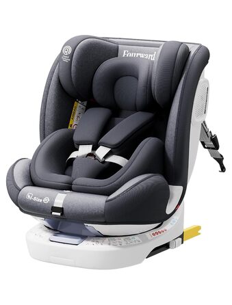 Автокрісло Fourward Baby 360° для дітей 9-36 кг: ISOFIX, 5-точкові ремені, регулювання нахилу, комфорт та безпека (Сірий)