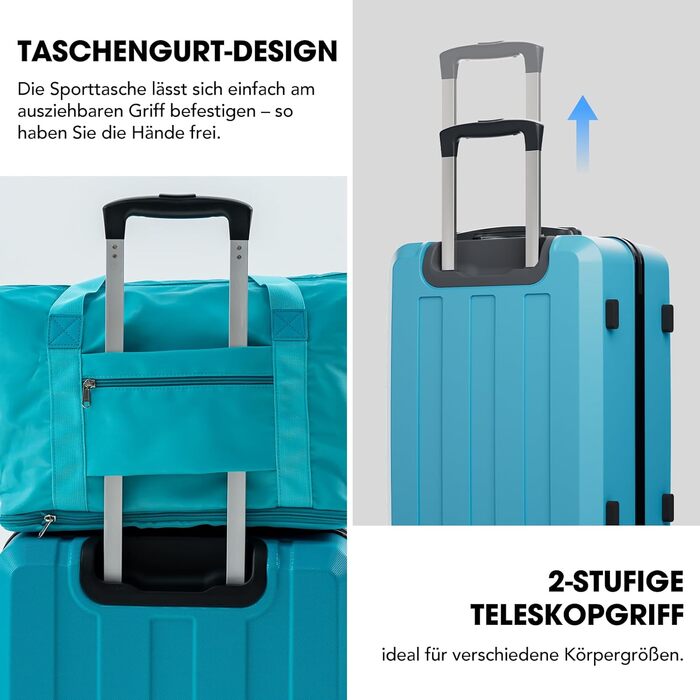 Набір валіз Vallsero 5шт, Gepäck Set, Trolleys, ABS, TSA-Schloss, Рожеве золото, блакитний колір