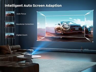 YABER Проектор для дому, 1080P Full HD, підтримка 4K, автофокус та корекція Keystone (висока яскравість)