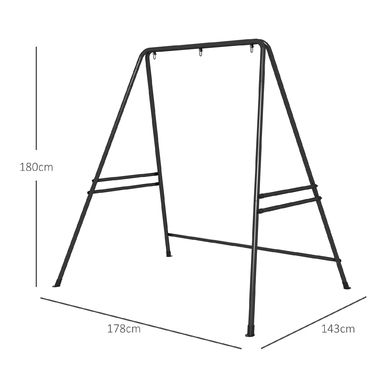 Каркас крісла-гамака Outsunny 178 x 143 x 180 см, з навантаженням до 150 кг, міцна підставка для підвісних крісел, ідеально підходить для внутрішнього та зовнішнього використання, чорний
