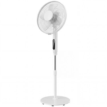 Вентилятор підлоговий з таймером на 15 годин, кутом коливання 85°, LED-панеллю керування, пультом дистанційного керування, білий