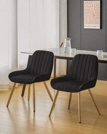 Набір з 4-х стільців Lestarain для їдальні, вітальні, кухні. Ретро стільці з м'яким сидінням (велюр, чорний), металеві ніжки, до 150 кг.