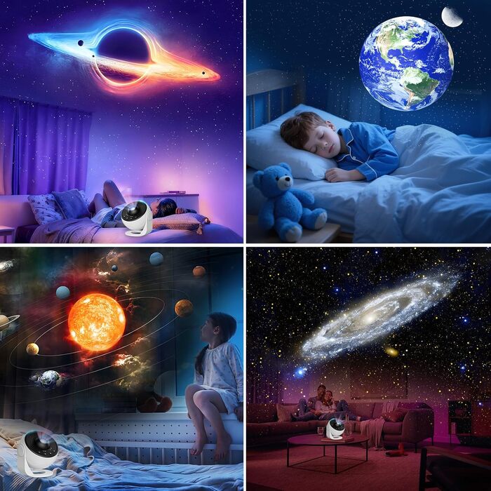 Проєктор зоряного неба Sternenhimmel 13 в 1: Галактика, Астронавт, Планетарій для декору кімнати, подарунок дітям та дорослим - Чорний (Білий-про)