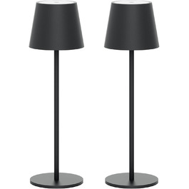 Klighten 2 шт. LED бездротові диммерні настільні лампи Anthrazit, перезарядна лампа USB-C для дому та вулиці, тепле світло 3000K, алюміній, IP54 вологостійка, антрацит