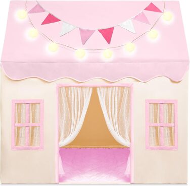 Дитячий намет SYNCFUN з килимком та світлом для гри в приміщенні. Ігровий будиночок для дівчаток 3-13 років. Рожевий намет для дітей