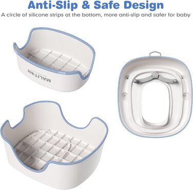 Дитяче сидіння на унітаз Maliton з двоступеневою підніжкою для дітей 1-8 років, біло-сіре або біле