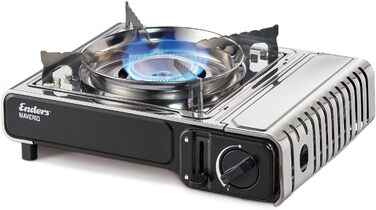 Кемпінговий газовий пальник Enders® MAVERIQ® Z з регулюванням полум'я, п'єзозапалюванням, захистом від перегорання та потужним пальником 2.2 кВт, з кейсом, сумісний з картриджами #1887