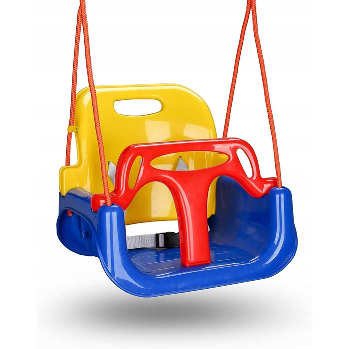 Дитяча гойдалка COIL 3-в-1 для дому та вулиці, регульована спинка, блакитна