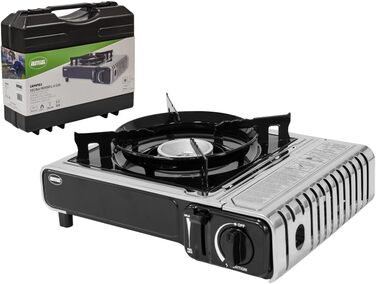 Газовий балонний пальник Amig CAMP01 з 1 конфоркою, вбудованим вітрозахистом та нержавіючою сталею, 2.2 кВт, сумісний з картриджами B-250