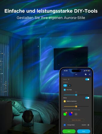 Проєктор зоряного неба Govee RGBW Aurora: Лампа, 52 сцени, таймер, 18 шумів, сумісність з Alexa Matter, для дитячої кімнати та спальні