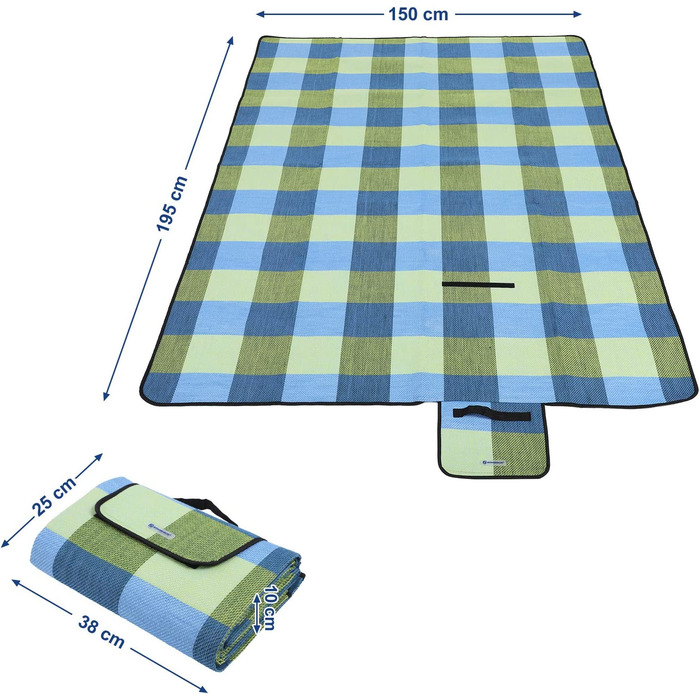 Флісова водонепроникна ковдра для пікніка SONGMICS GCM61C, (синя, 195 x 150 см, одномісна)
