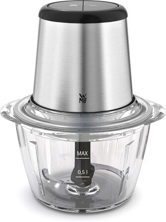 WMF Kult X Електричний подрібнювач – міні-подрібнювач та блендер з скляною чашею та лезами з нержавіючої сталі, для овочів, трав та горіхів, посудомийна машина, компактний, довговічний