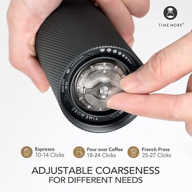 Кавомолка ручна TIMEMORE Kastanie C2 Fold - з регульованим жерновою системою з нержавіючої сталі, сіра