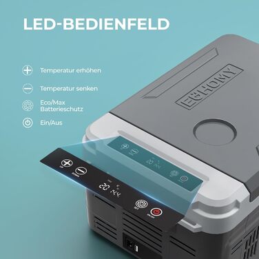 EUHOMY компресорний холодильник 10L (-20℃~20℃) 12/24V DC & 230V AC з Bluetooth, швидке охолодження 15 хв, для кемпінгу та подорожей