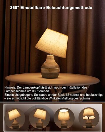 INTELIVE Бездротова керамічна настільна лампа з таймером, димером, лляним абажуром та пультом дистанційного керування. Акумуляторна, сучасний дизайн Mid Century.