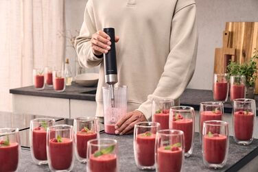 ZWILLING XTEND Бездротовий занурювальний блендер, стартовий набір з акумулятором та зарядною станцією, BLDC-двигун, 110 Вт, міксер з чашею, чорний