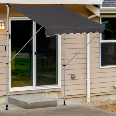 Outsunny Folding Arm Тент Clamp Тент регульований по висоті 200x150 см Сірий алюміній для балкона та тераси