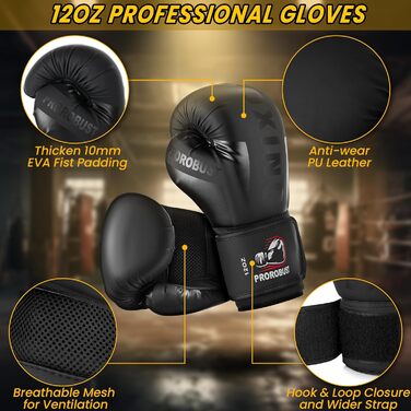 Боксерська груша Prorobust 120 см, оксфордська тканина, рукавички 12 унцій, кікбоксинг ММА, бокс, карате, тренування в домашньому спортзалі