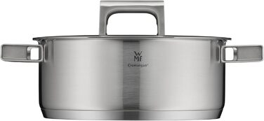 Каструля WMF Ultimate Cool 24 см з нержавіючої сталі Cromargan з індукційним дном, 4.1л, з кришкою з нержавіючої сталі, з внутрішньою шкалою, з терморегульованими ручками, придатна для миття в посудомийній машині
